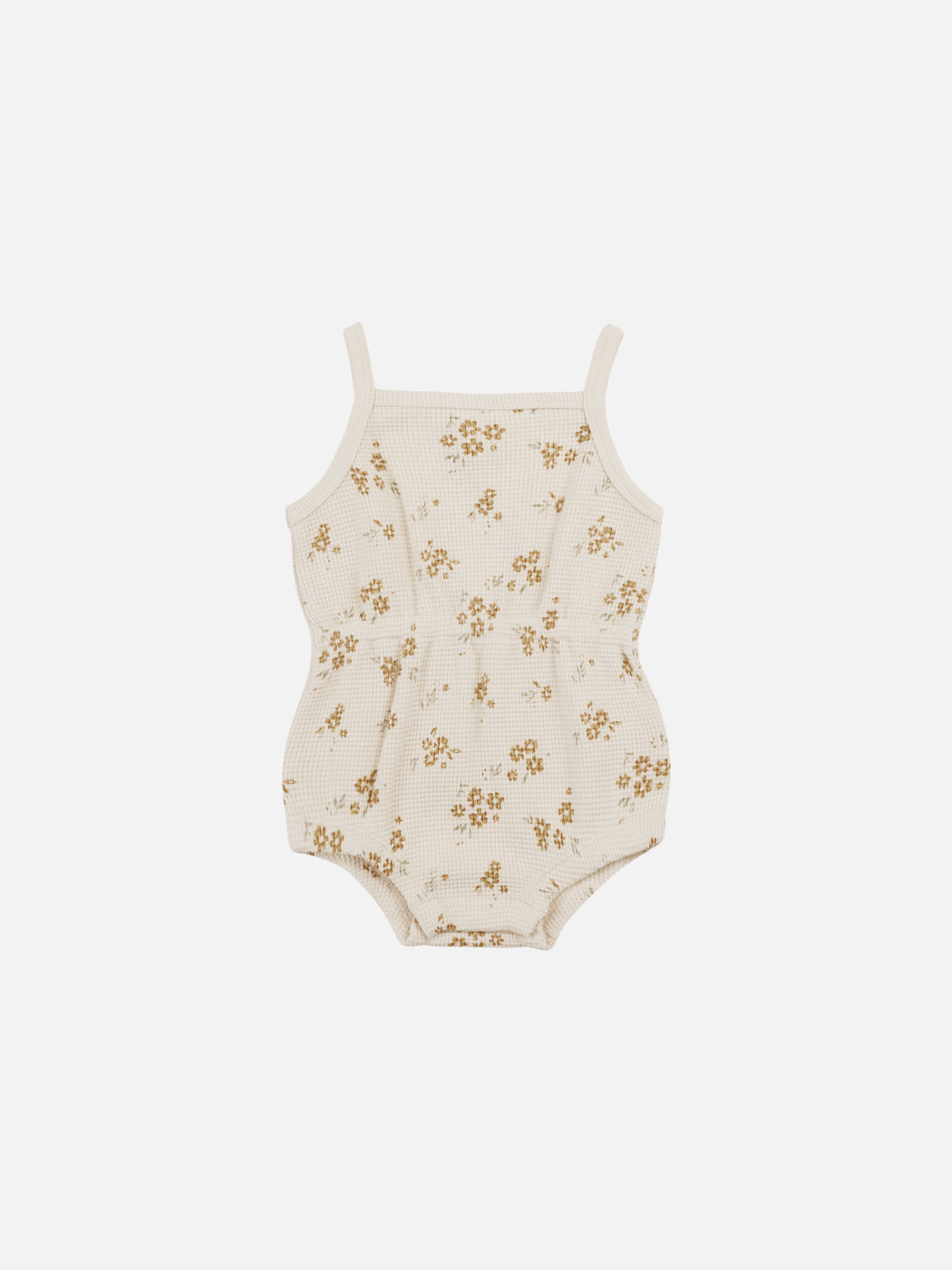 Waffle Cinch Romper - Honey Flower