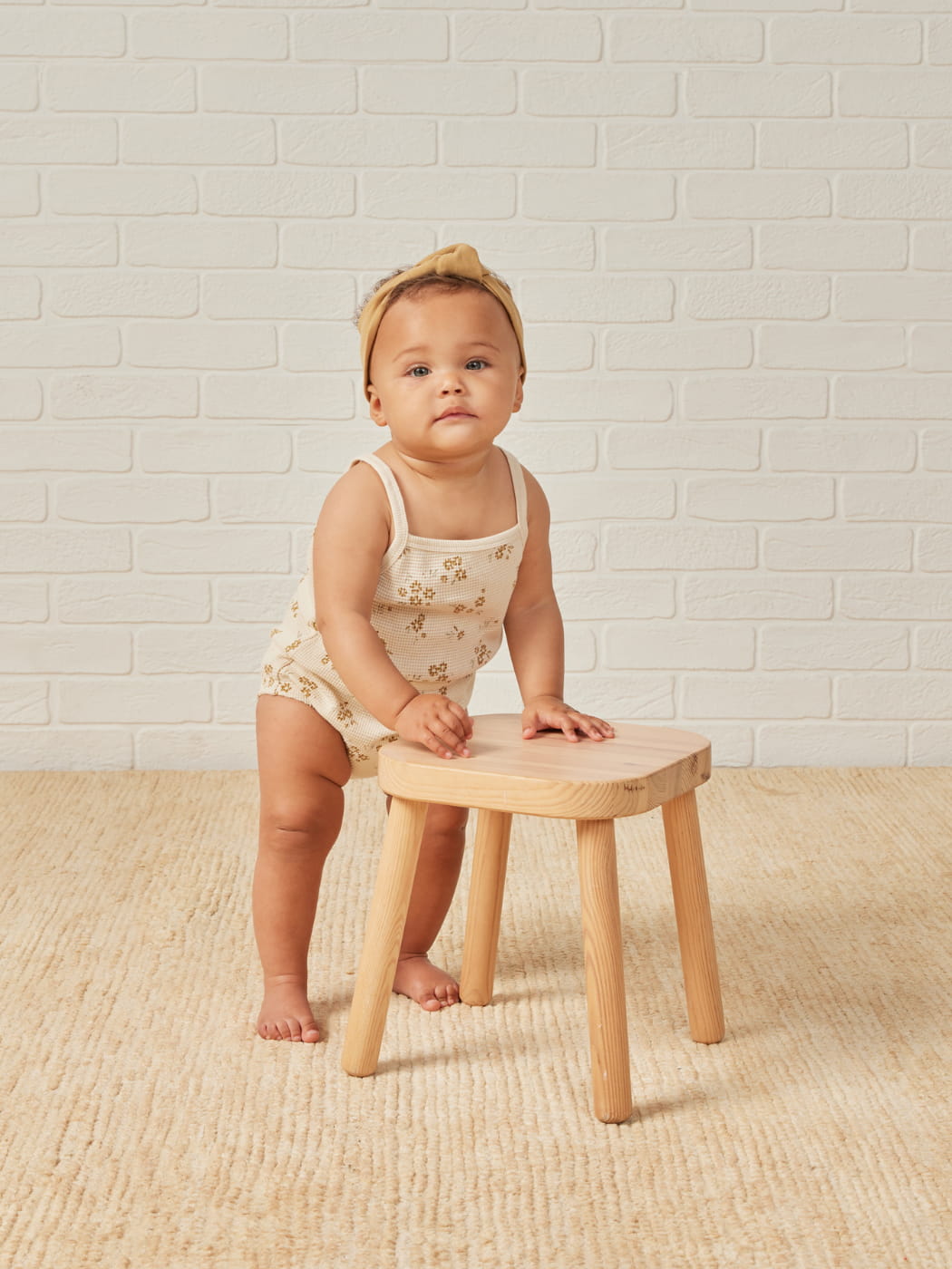 Waffle Cinch Romper - Honey Flower