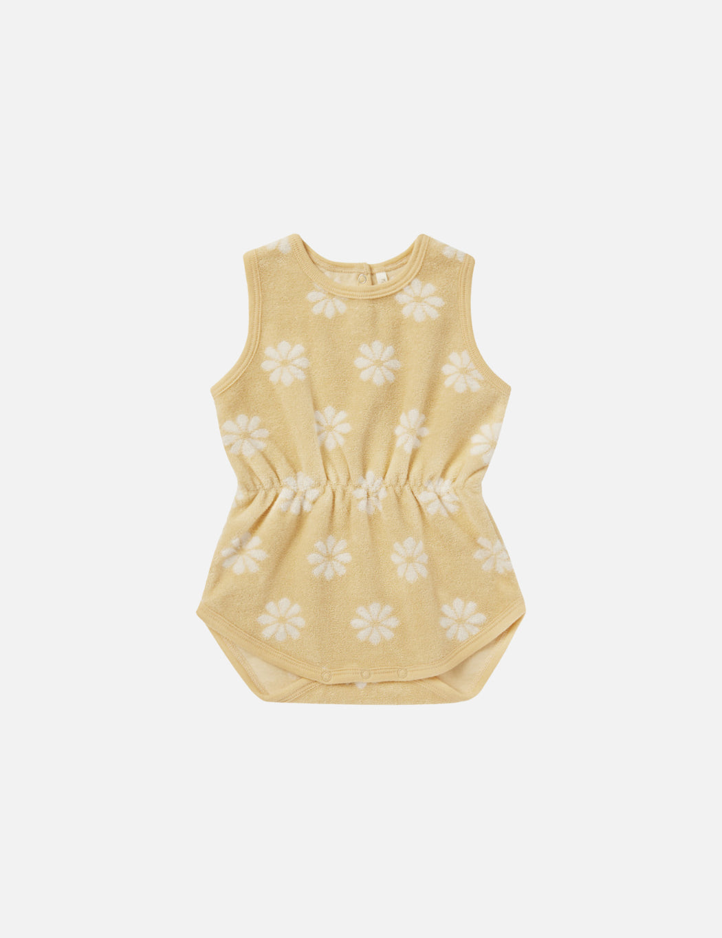 Rylee + Cru cinch playsuit in yellow fabric with white flowers